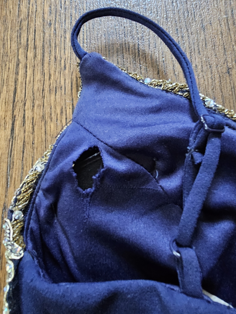 B Darlin Gold Embellished Navy Beaded Bustier Top Size Womens 0 - Picture 4 of 8